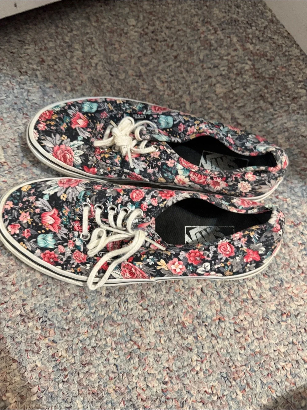 Vans Black Floral Canvas Lace-Up Sneakers - Multi